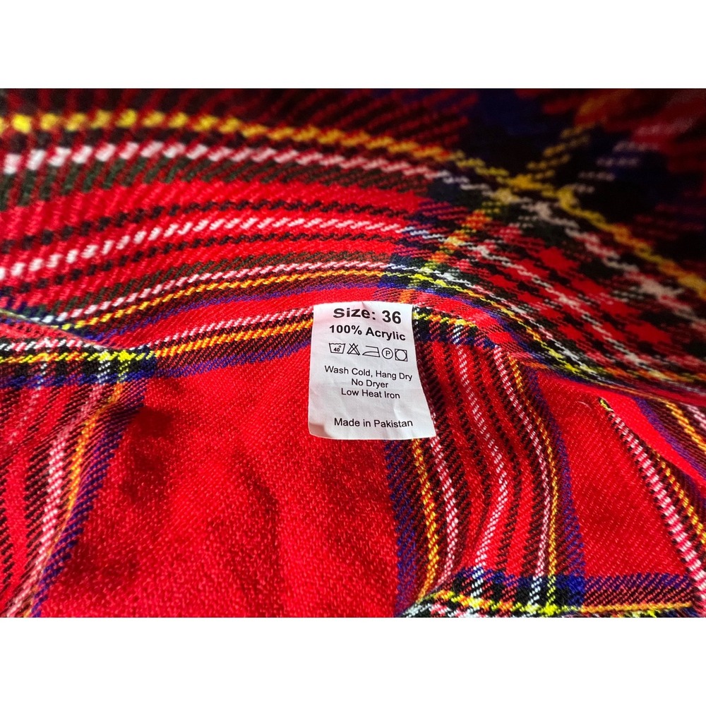 Tartan Kilt Mens 36 Red Plaid Pleated Acrylic Scottish Highland Style - Picture 4 of 6